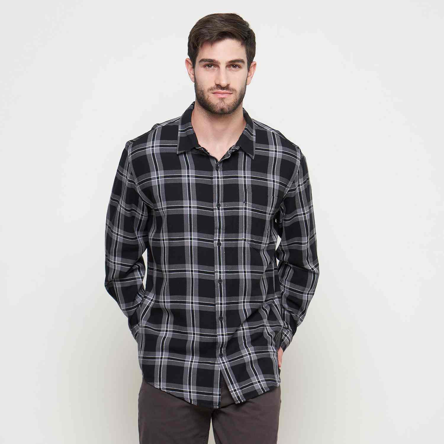 THE GAB'S Kemeja Kotak Pria Lengan Panjang Reguler Fit AAAC425M0224