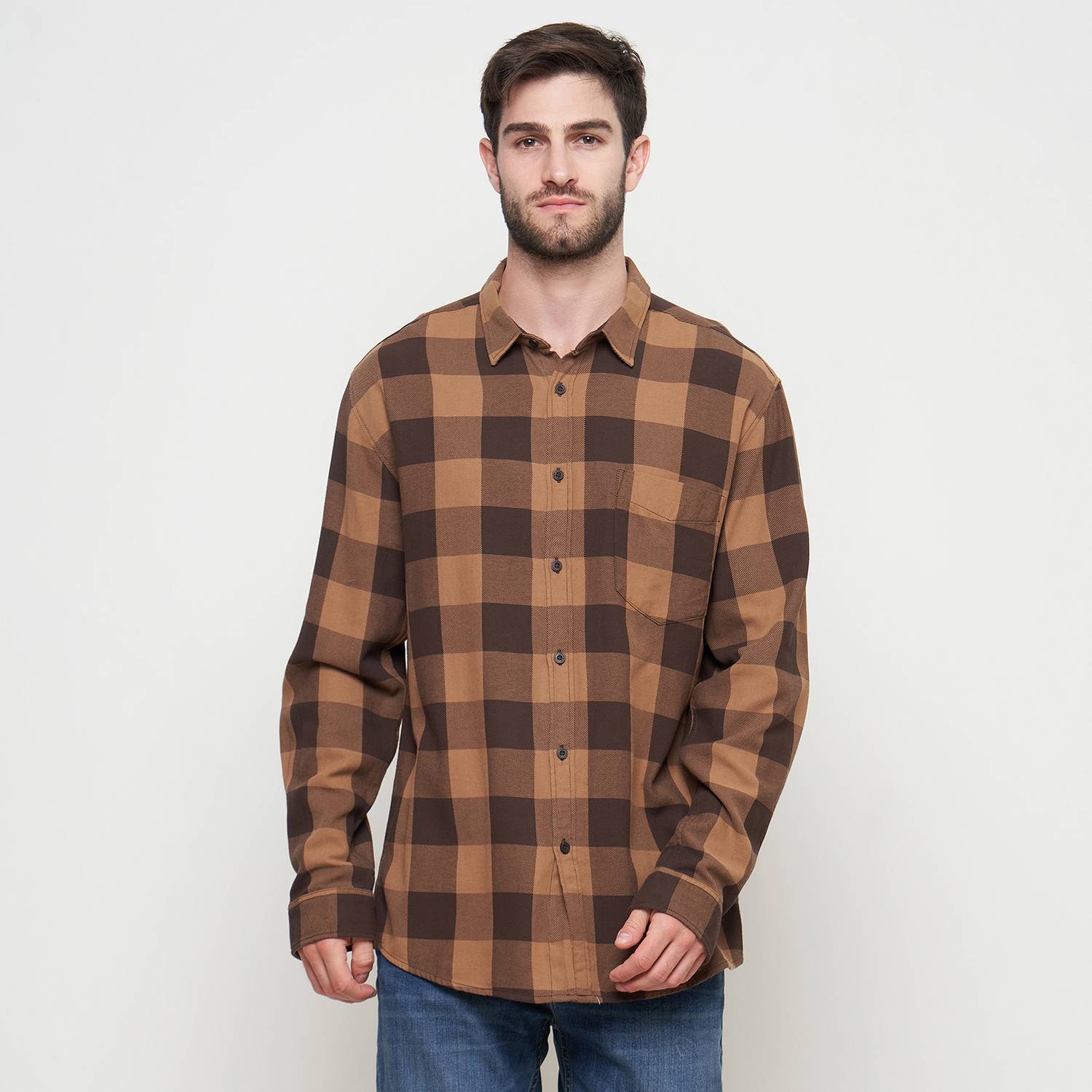 THE GAB'S Kemeja Kotak Pria Lengan Panjang Reguler Fit AAAC450M0324